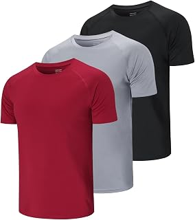 Gaiatiger 3 Pack Men's Sports T-Shirt for Fitness Breathable Short Sleeves Quick Dry Running Gym Baselayer Top