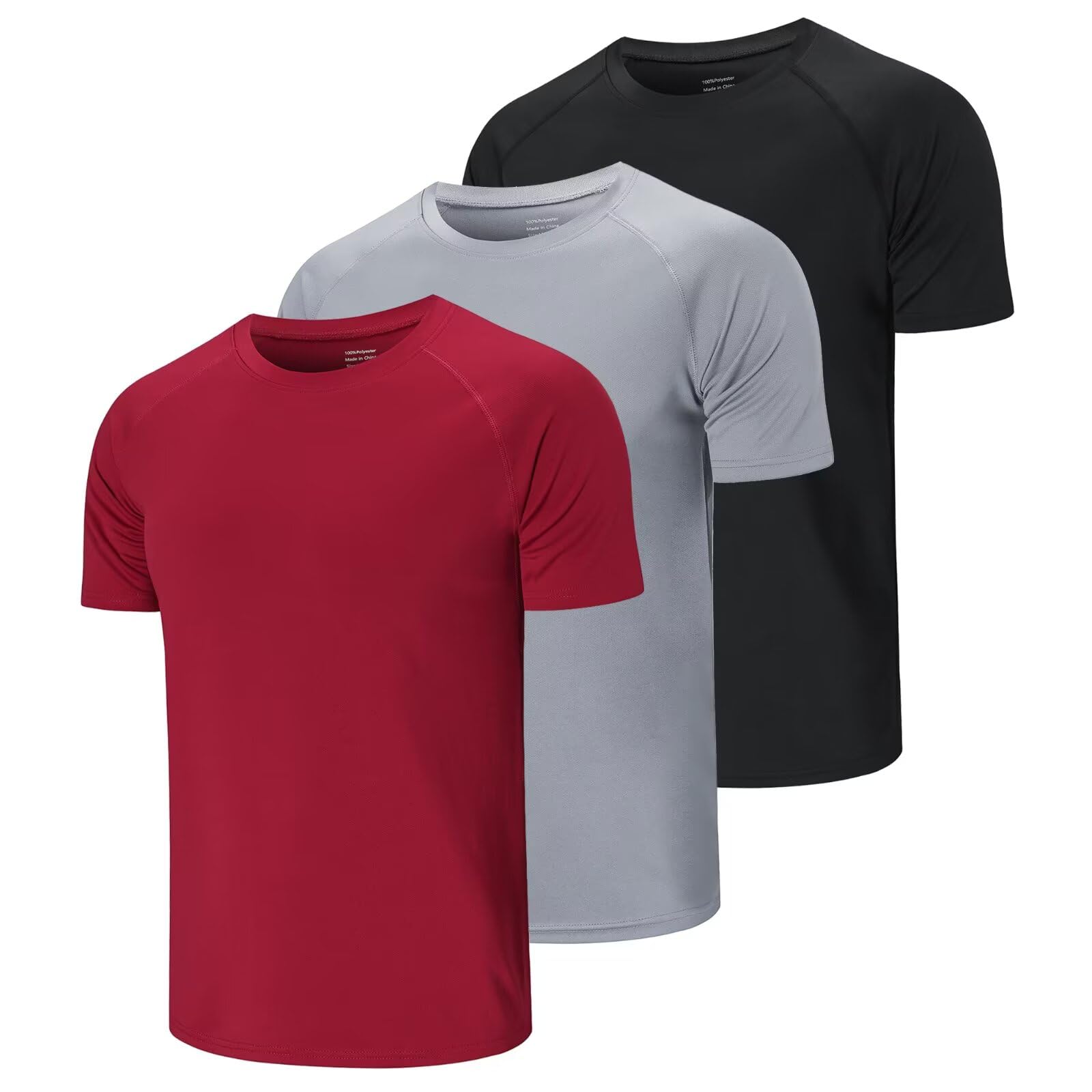 Gaiatiger 3 Pack Men's Sports T-Shirt for Fitness Breathable Short Sleeves Quick