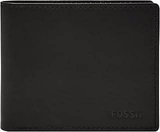Fossil Men's Derrick RFID-Blocking Leather Bifold Wallet with Flip ID Window, Black