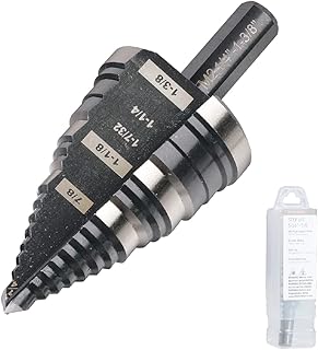 Jerax tools 1/4"-1-3/8" M2 Step Drill Bit Unibit for Hole Drilling 5 Sizes | M2 High Speed Steel; Fast, Clean Cuts in Stainless Steel, Copper, Aluminum, Wood, Plastic