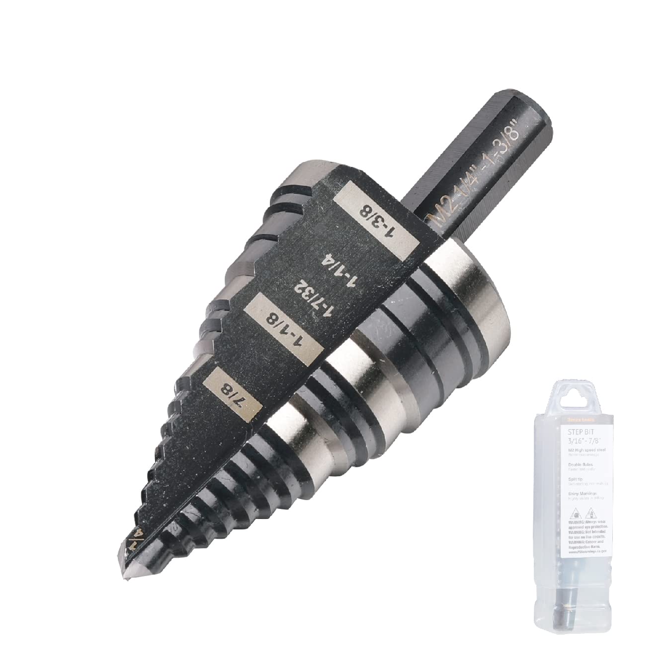 Jerax tools 1/4"-1-3/8" M2 Step Drill Bit Unibit for Hole Drilling 5 Sizes | M2 