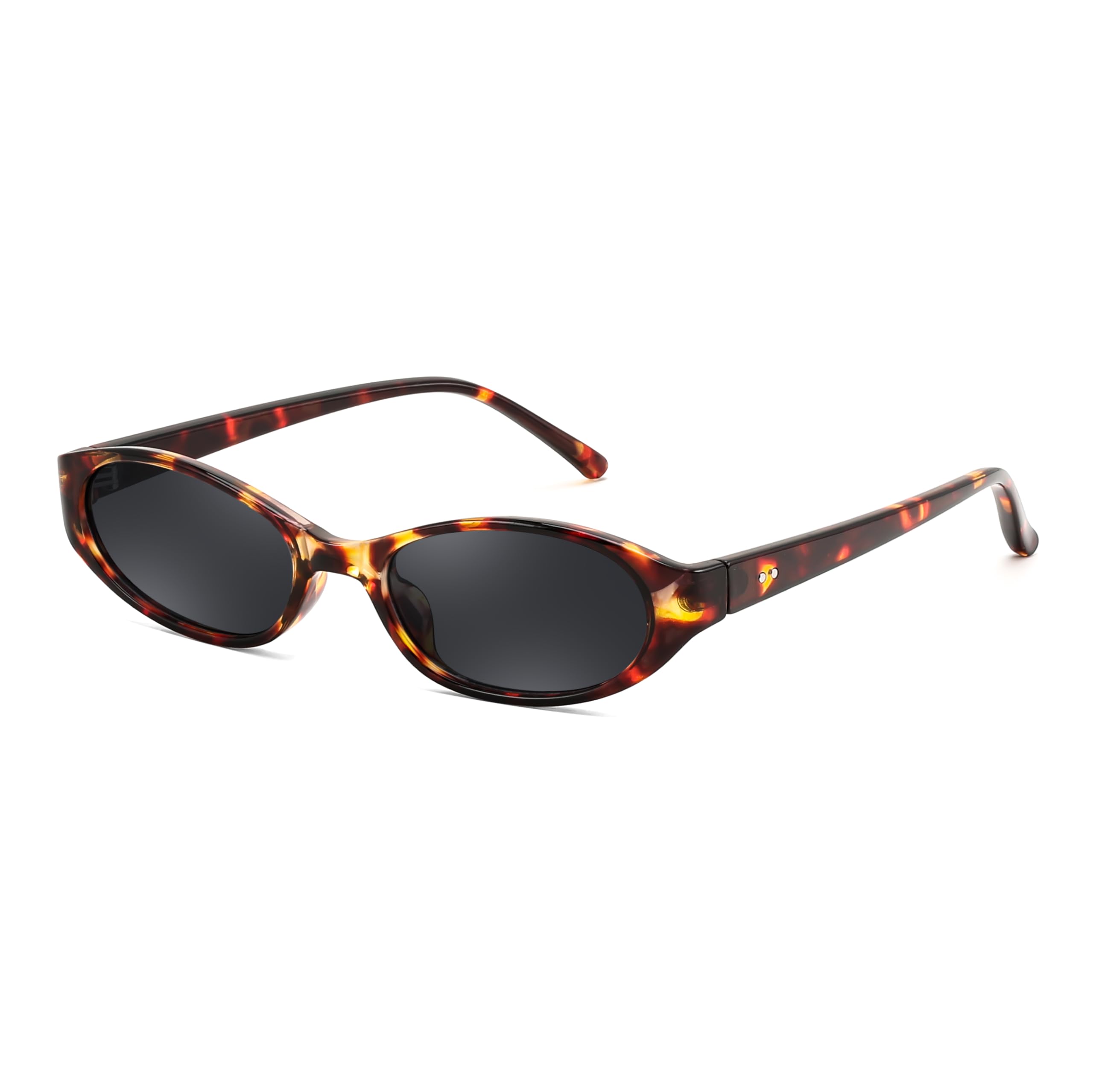 FEISEDY Retro Oval Womens Sunglasses, Trendy Cat Eye Skinny Chic Narrow Y2K 90s 