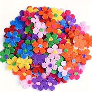 100PCS Colorful Felt Flower Craft Kit, DIY Fabric Flower Cutouts for Handmade Crafts, Scrapbooking, Classroom Projects, Bouquet Making &amp; Party Decorations, Mixed Color Polyester Felt Flowers (100PCS)