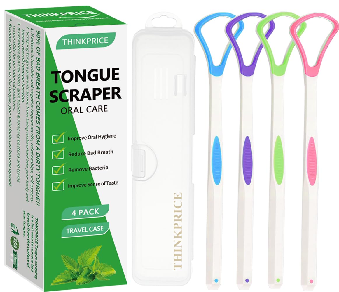 Tongue Scraper Cleaner 100% BPA Free Tongue Scrapers with Travel Handy Case for 