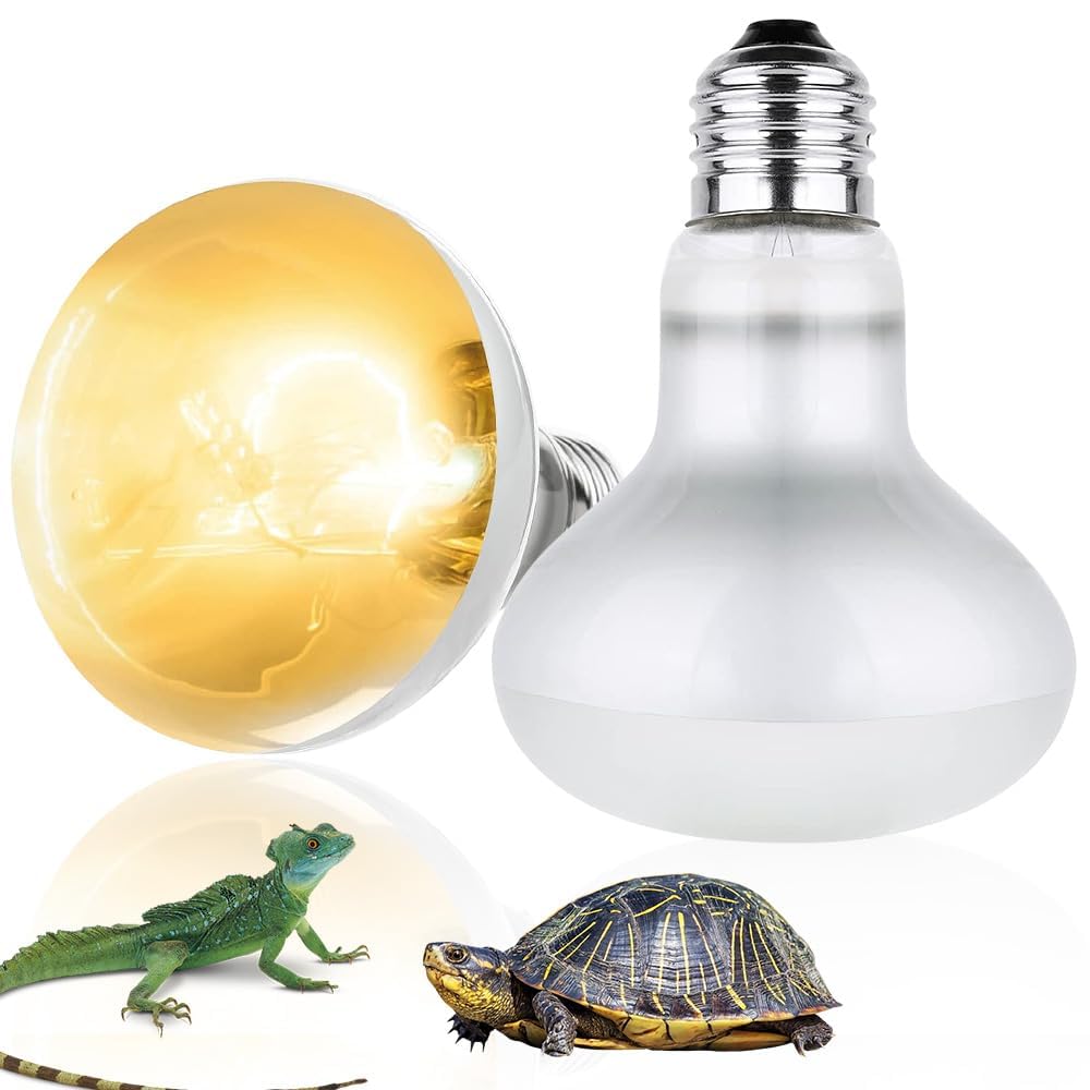 Jonuin 2 Pack 100W Reptile Heat Lamp, E27 Heat Lamp Bulb for Reptiles, Daylight 