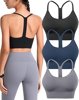 Evercute Sports Bra Women Padded Medium Support Criss Cross Straps Seamless High Impact Yoga Training Sports Bras