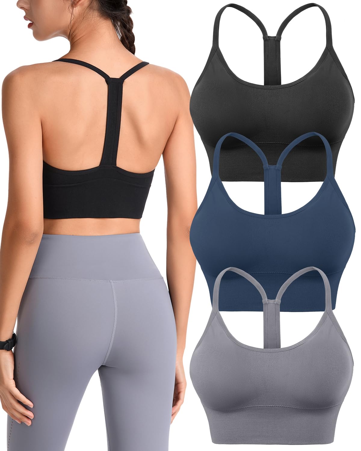 Evercute Sports Bra Women Padded Medium Support Criss Cross Straps Seamless High