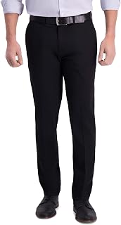 Haggar Men's Iron Free Khaki Classic Pleat Front Expandable Casual Trousers