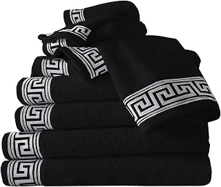 GC GAVENO CAVAILIA Towel Bale Set 500 GSM | 8 Piece Towel Set | 2 Hand Towel + 2 Bath Towel + 4 Face Towel | Family Pack Egyptian Cotton Towel Set | Black