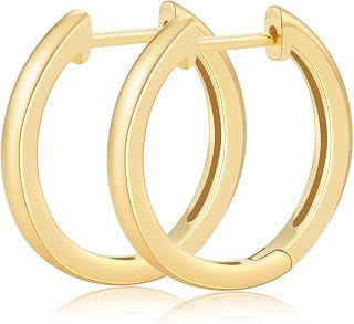 14K Yellow Gold Huggie Hoop Earrings for Women Dainty Small Gold Hoops Minimalist Hypoallergenic Jewelry for Women (11mm*12mm)(17mm*18mm)