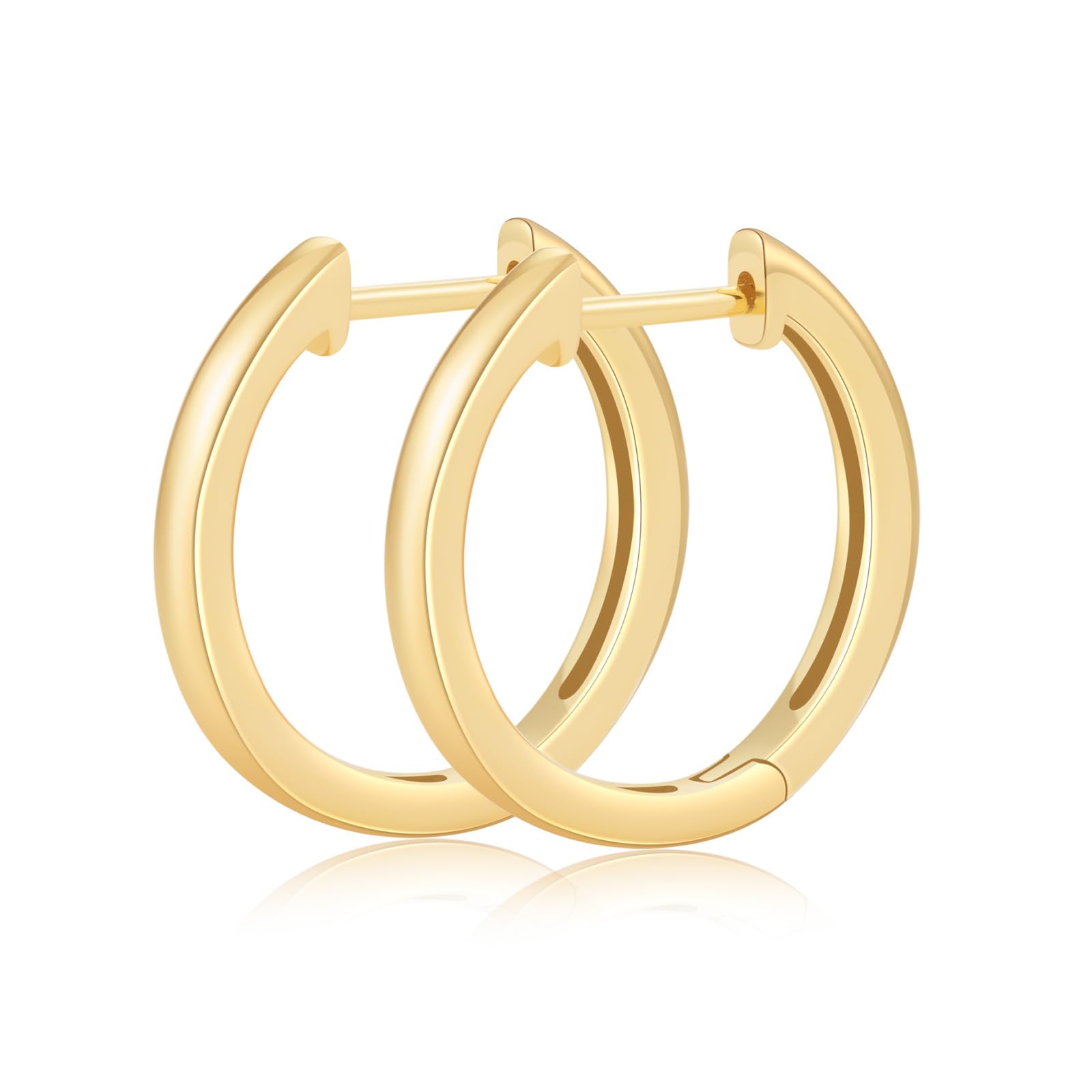 14K Yellow Gold Huggie Hoop Earrings for Women Dainty Small Gold Hoops Minimalis
