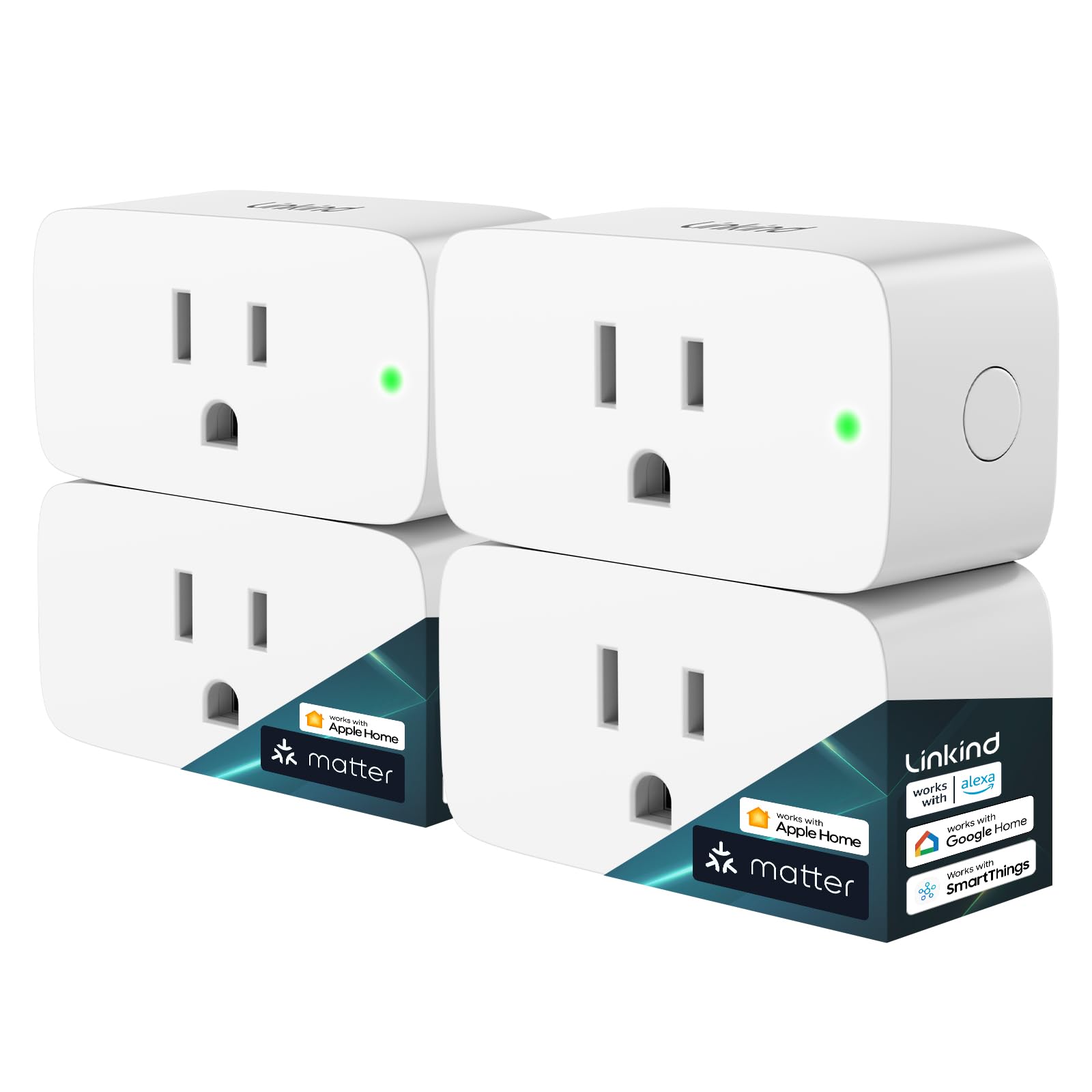 Linkind Matter Smart Plug, Work with Apple Home, Alexa, Siri, Google Home | Smar