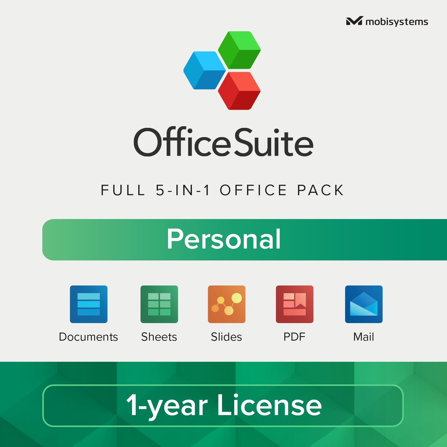 OfficeSuite Personal | 5 in 1 Office Pack | Documents, Sheets, Slides, PDF, Mail