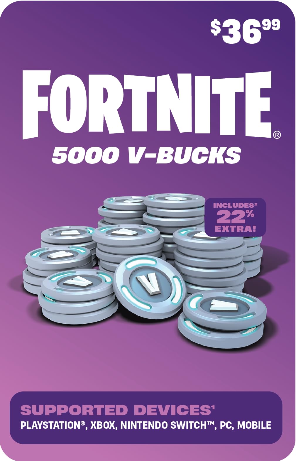 FORTNITE Digital V-Bucks 5000 - PlayStation/Xbox/Nintendo Switch/PC/Mobile [Digi