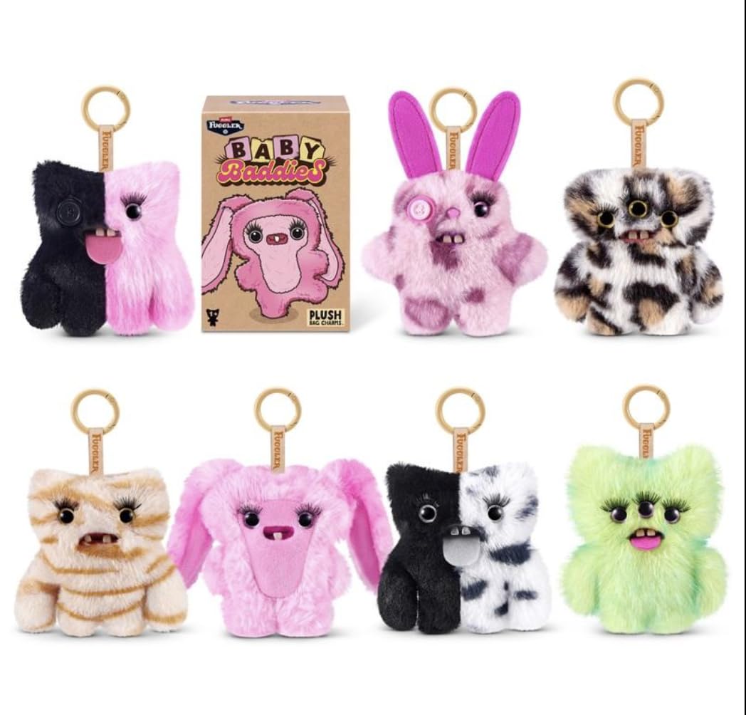 ZURU Fuggler Baby Baddies Plush Bag Charms, Mystery Surprise Collectible, 6 Char