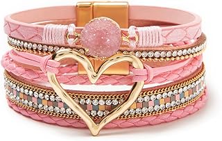 Rantanto Leather Wrap Bracelets For Women Gold Twist Lock Buckle Wrist Cuff