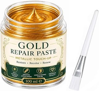 Gold Metallic Refinishing Repair Paste with Brush,Gold Repair Paste (1pcs) | Gold Paint Touch up Paste, Restore Brilliant Metallic Shine, for Metal, Furniture, Arts and DIY Crafts