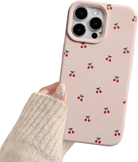 Reownest Case for iPhone 14 Pro Max, Soft Slim TPU Case Cover with Cute Cherry Pattern and Raised Camera Protection, Aesthetic Mobile Phone Case for Girls & Women - Pink