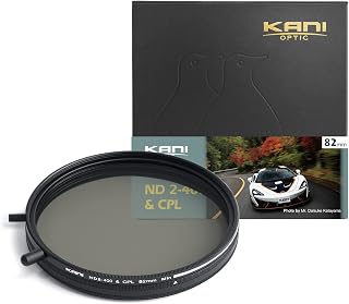 KANI 82mm 可変NDフィルター ND2-400+CPL 減光効果最大8 2/3絞り分 多用途フィルター 着脱式調整用ノブ付 高濃度時X状ムラ抑制 低反射 撥水 撥油 防汚 ナノコーティング 812780