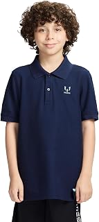 Messi Boys' Lifestyle Short Sleeve Polo T-Shirt, Slim-fit Graphic Tee, Cotton Blend Fabric
