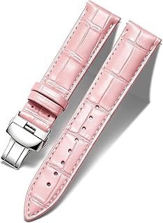 BINLUN Leather Watch Bands Replacement Alligator Pattern Watch Strap for Men Women with Silver/Gold/Rose Gold Butterfly Deployment Buckle 12mm 13mm 14mm 16mm 17mm 18mm 19mm 20mm 21mm 22mm 23mm 24mm