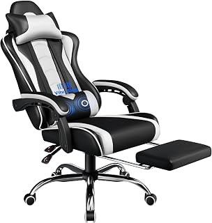 Yaheetech Ergonomic Massage Chair Reclining Backrest White