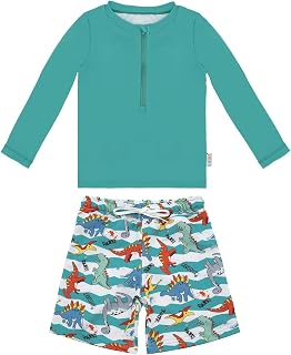 ALVA Baby Boys Rash Guard Sets 2 Piece Bathing Suit Swim Trunks Long Sleeve Baby Toddler Swimsuit UPF 50+