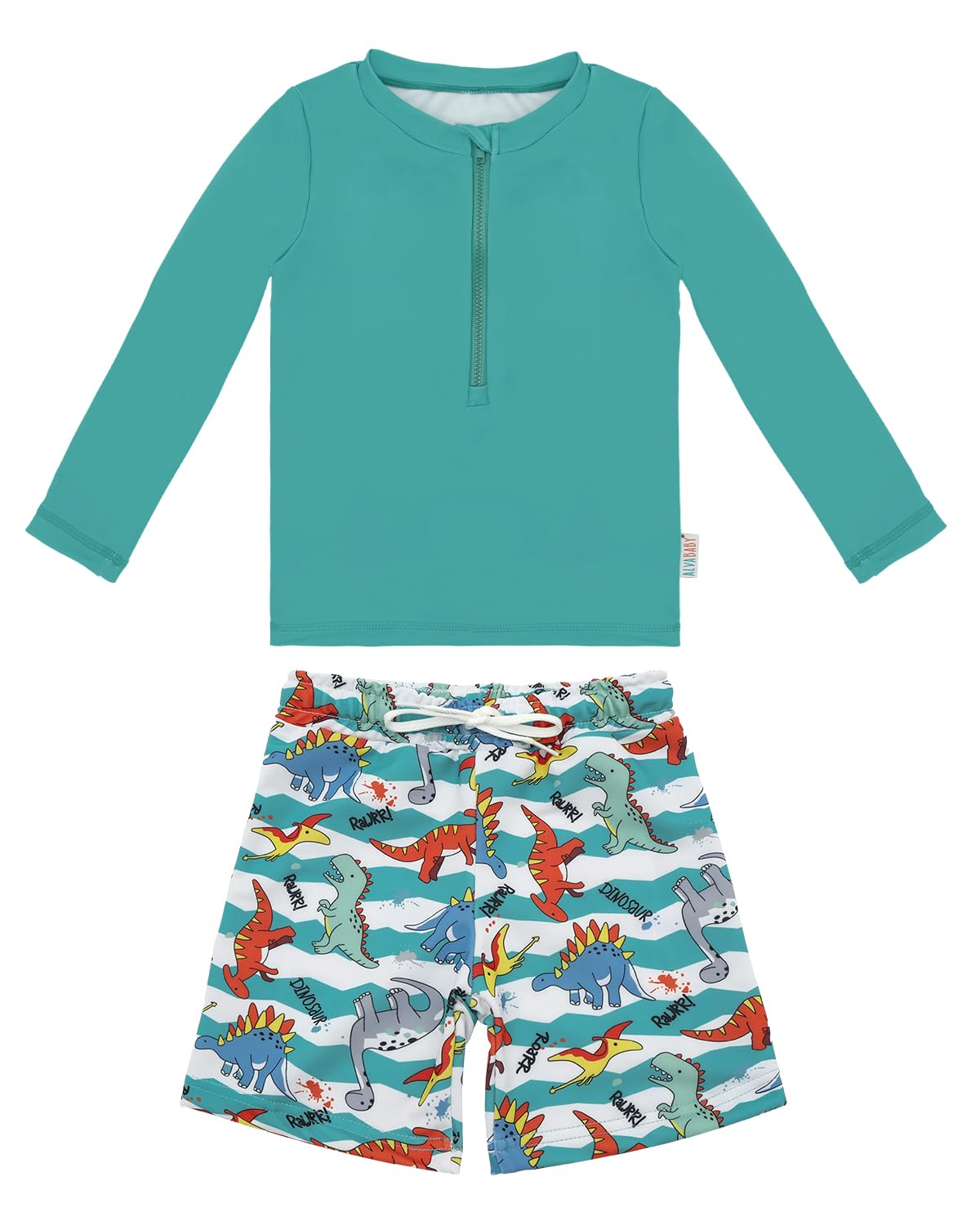 ALVA Baby Boys Rash Guard Sets 2 Piece Bathing Suit Swim Trunks Long Sleeve Baby