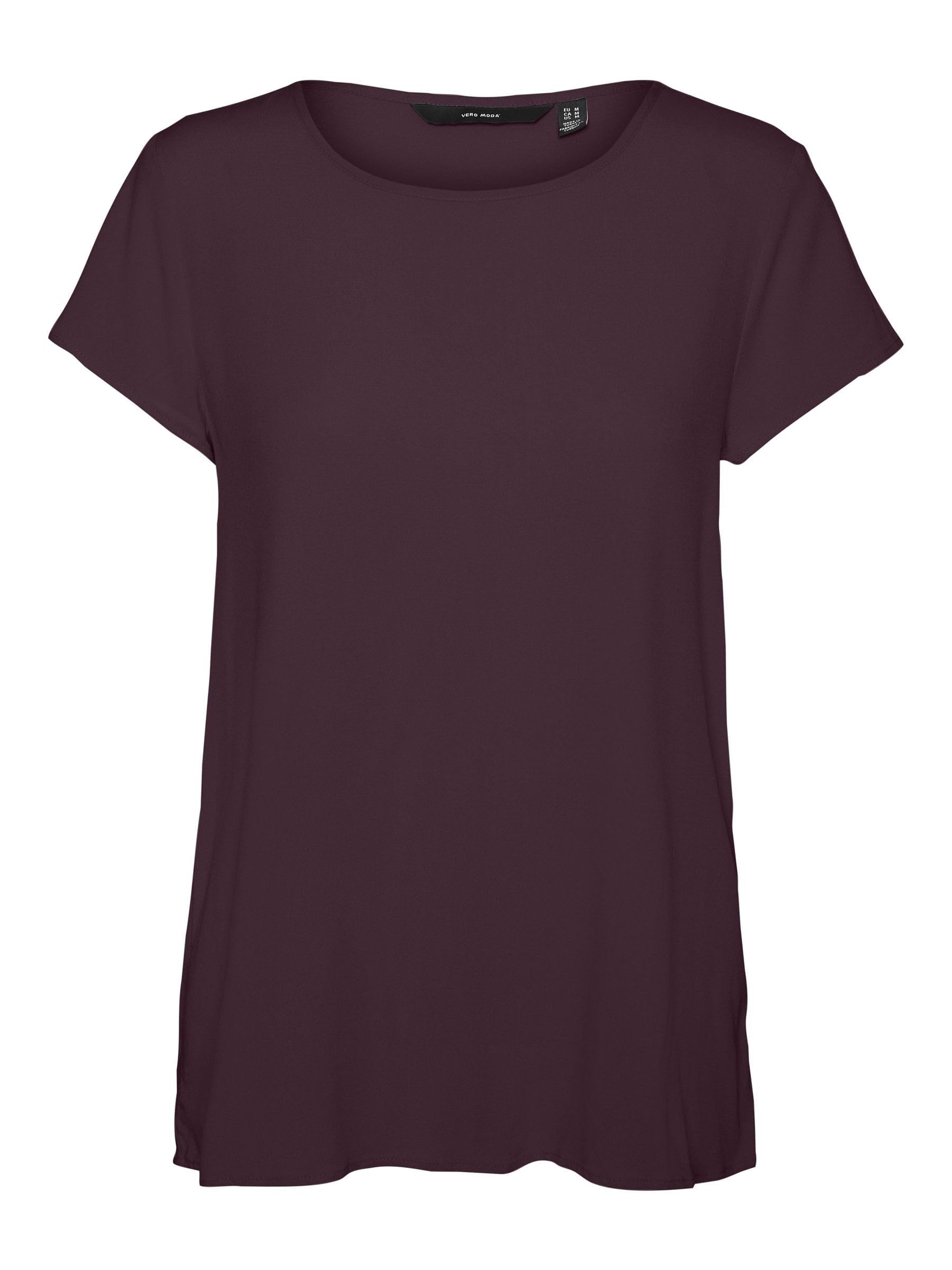 VERO MODA VMBECCA Women's Basic Round Neck Short Sleeve Long Top Solid T-Shirt