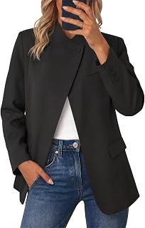 Cicy Bell Blazer a cuadros para mujer, cuello alto, frente abierto