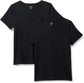 Amazon Essentials Women's Regular Fit 100% Cotton V-Neck Short Sleeve T-Shirt
