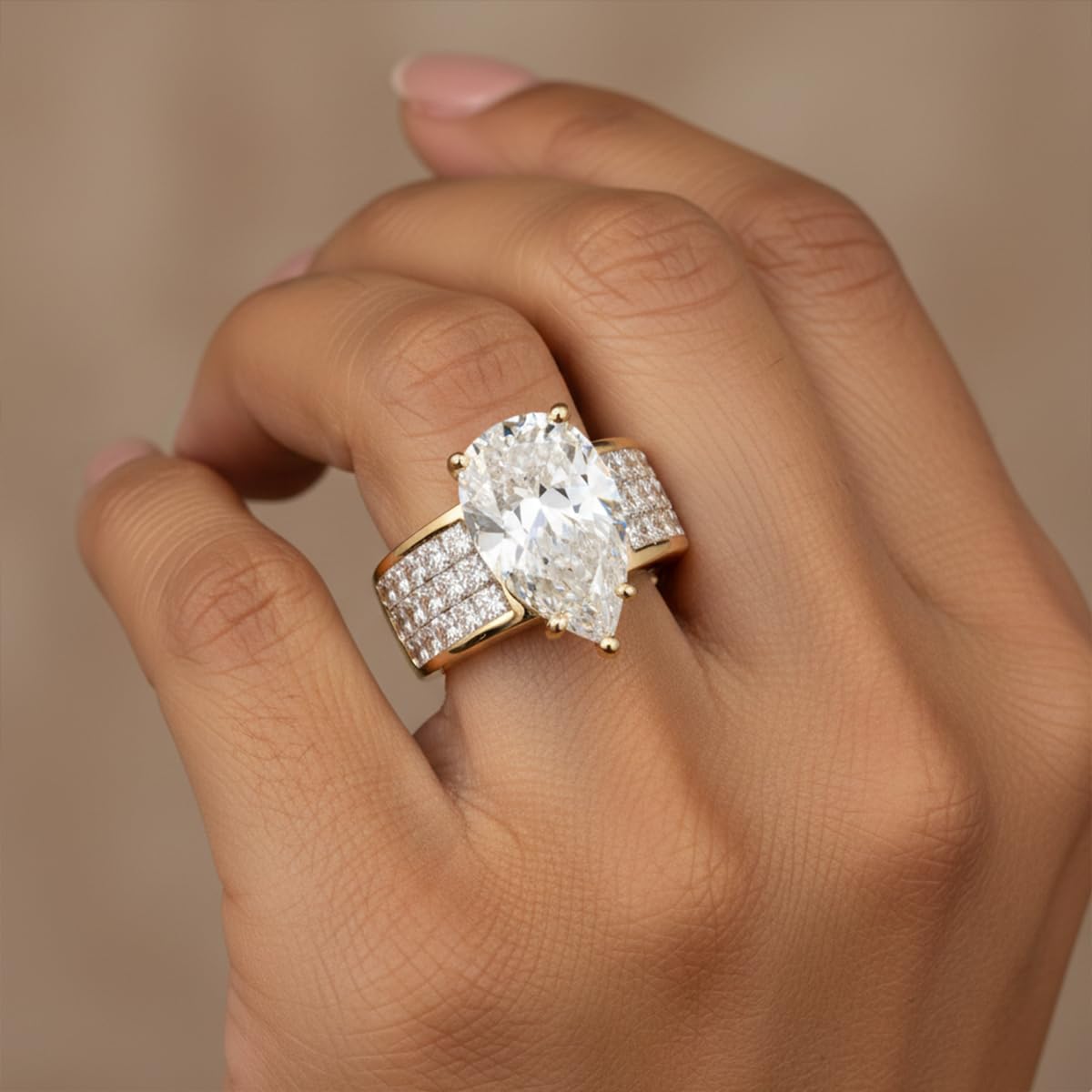 1 piece water drop shape pear shaped zircon ring, princess cut, classic fashion 