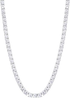 KRKC&CO Tennis Chain, Tennis Necklace, Width 0.14/0.2 inches (3/4/5 mm), CZ Diamond, 14K Gold Plated, Men's, Women's, Chain Necklace, Zirconia, Hip Hop Jewelry, Blinging, B-Series, Street Style