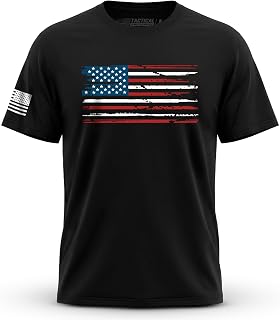 Men’s American Flag Short Sleeve Cotton Patriotic T-Shirt Made in USA