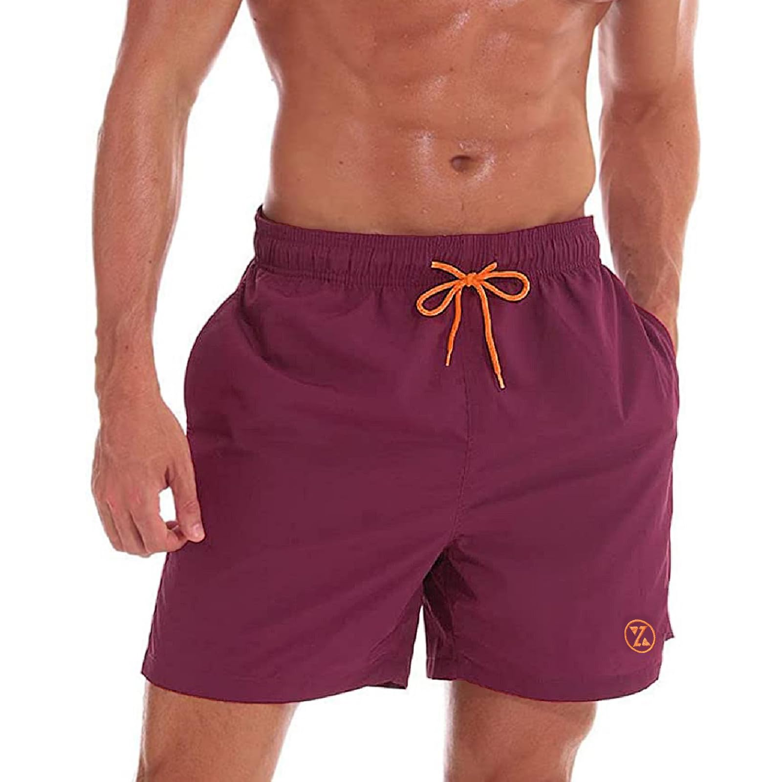 ZOXOZ Men's Swim Trunks with Pocket Surfers Waterproof Quick Dry with Mesh Linin