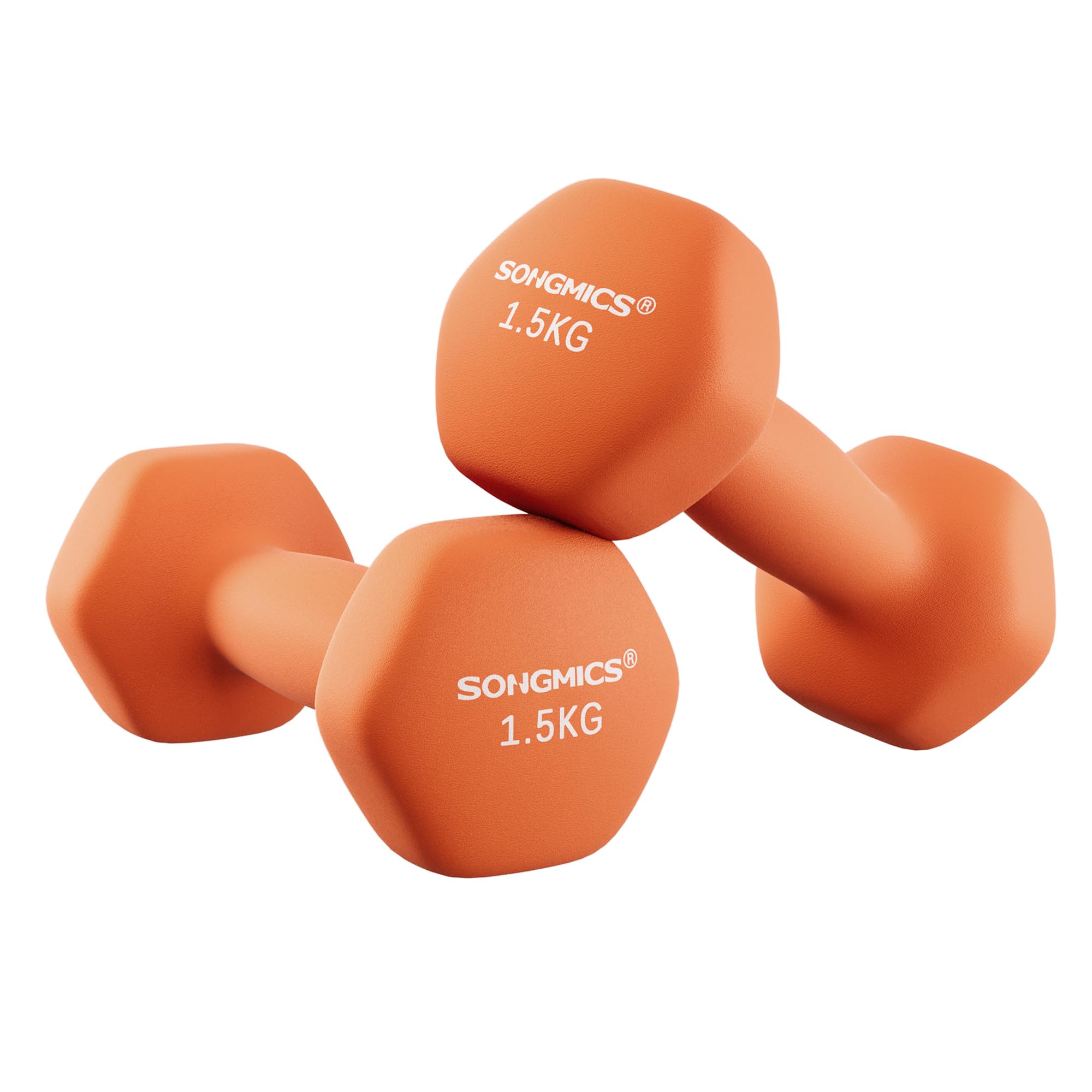 SONGMICS Set of 2 Hex Dumbbells with Neoprene Coating for Strength Training, Fit