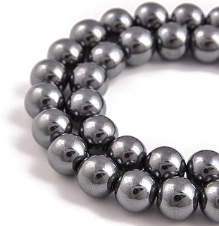 Nancybeads 90pcs 4mm Natural Black Hematite Gemstone Round Spacer Loose Stone Beads for Jewelry Making 15.5" 1 Strand (Black Hematite, 4mm 90Beads)