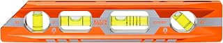 Klein Tools 935RBP Pitch Vial Torpedo Level with Magnetic Track, 8-Inch | Vials Read 0/45/90 and Pitch in 1/8-Inch Increments, Level For Electricians, Construction, Plumbing, and Inspections