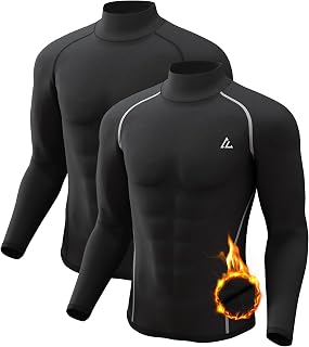 CL convallaria Men's Thermal Tights Long Sleeve Fleece Inner Functional Underwear