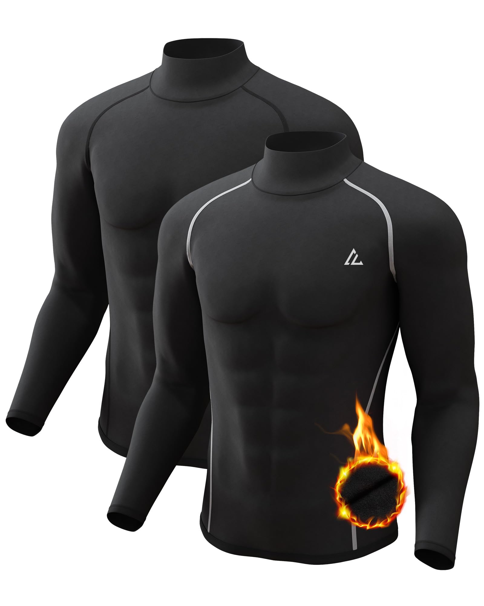CL convallaria Men's Thermal Tights Long Sleeve Fleece Inner Functional Underwea