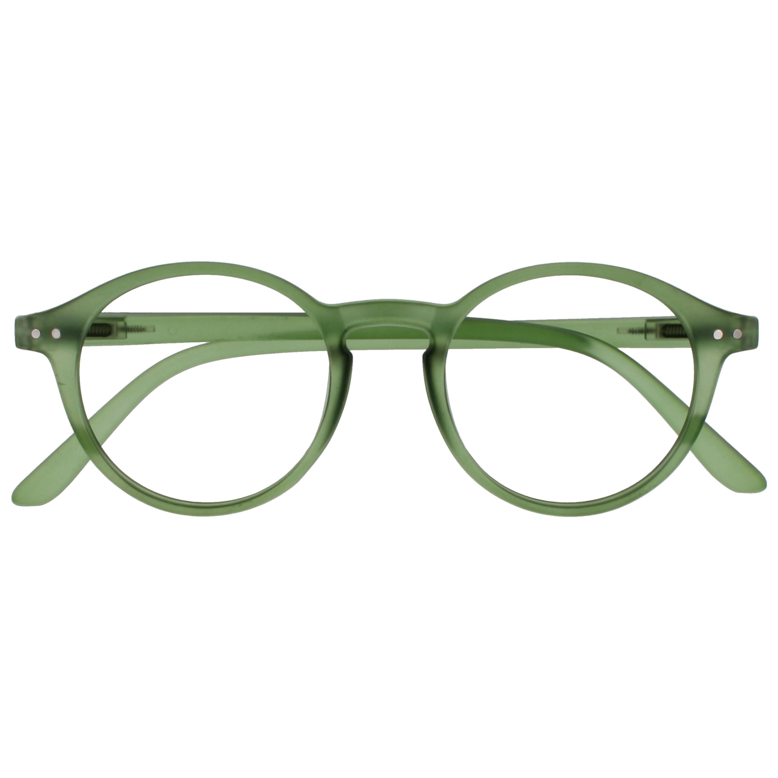 OPULIZE REY Reading Glasses for Women Men, Retro Round Frame with Spring Hinges,