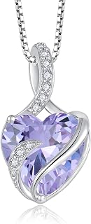 FJ Necklaces for Women 925 Sterling Silver Infinity Heart Pendant Necklace Birthstone Jewellery for Women