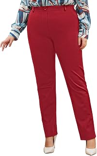 DGD Plus Size Women's Straight-Leg Dress Pants - Slacks for Business Casual,Work Clothes for Office