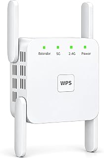WiFi Extender Signal Booster for Home WiFi Booster 1200Mbps | Dual Band 5GHz & 2.4GHz Covers Up to 5200 Sq.Ft & 35 Devices, Ethernet Port with Four Antennas