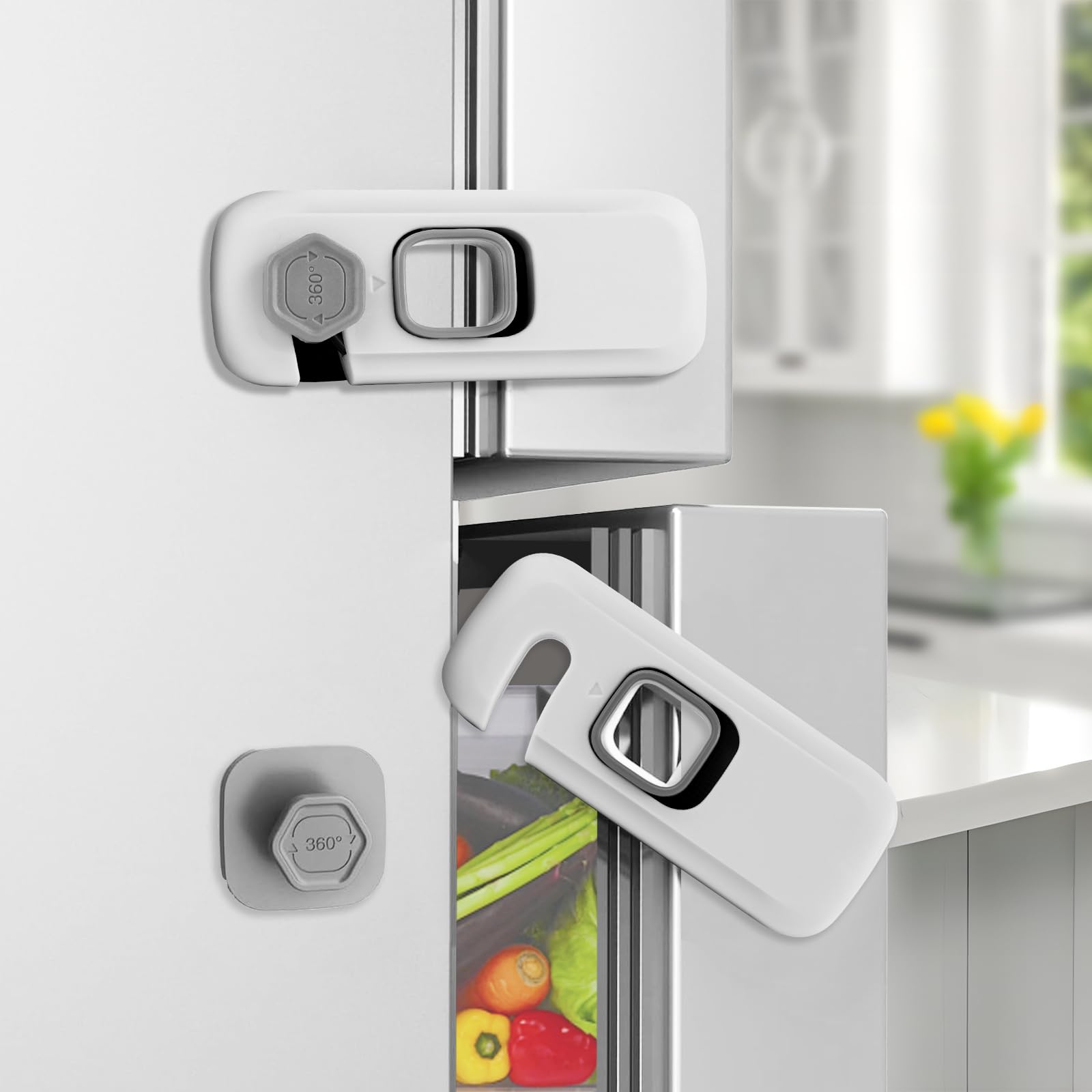 BECOMTO 2 Pack Childproof Refrigerator Lock,Cupboard Locks for Children,Freezer 