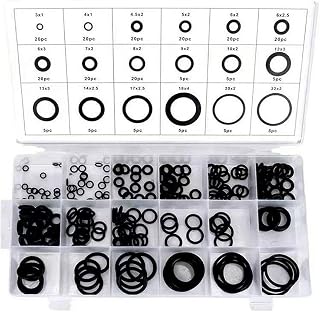 225 Assorted Rubber O-Rings - Oil Resistant, Different Size Waterproof Seal