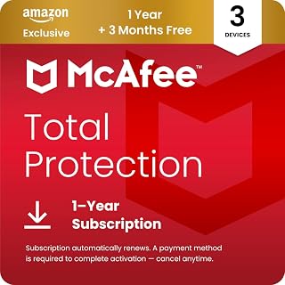 McAfee Total Protection 3-Devices 2026 | Amazon Exclusive|15-Months| Antivirus, VPN, Scam Protection, Identity Monitoring | 15-Months Subscription with Auto-Renewal | Digital download