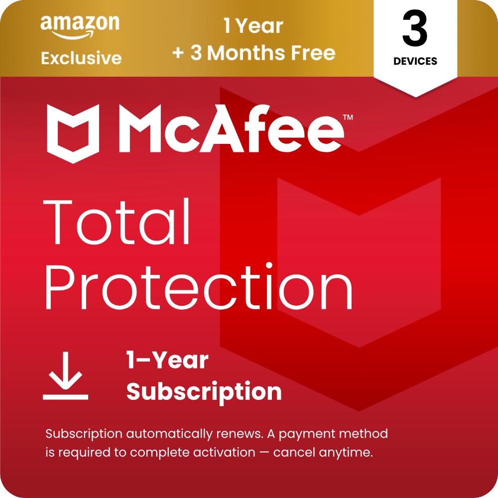 McAfee Total Protection 3-Devices 2026 | Amazon Exclusive|15-Months| Antivirus, 