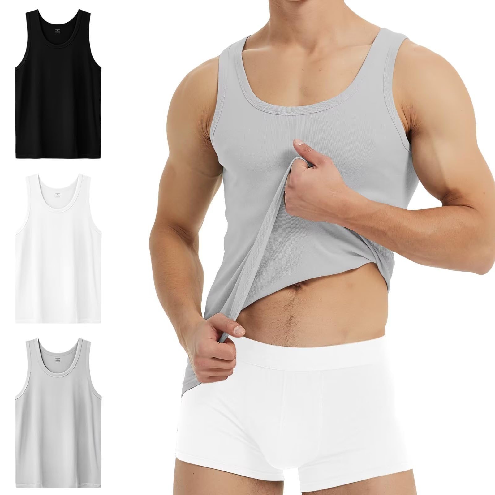 YouShow Men's Tank Top 3/5 Cotton 100% Men's Undershirt