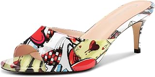 Castamere Women's Round Open Toe Kittens Heel Slippers Fashion Shoes Sandals Party Dance Dress Slip-on Sandals 6.5 cm Heels